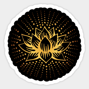 Black Golden Lotus Mandala Sticker